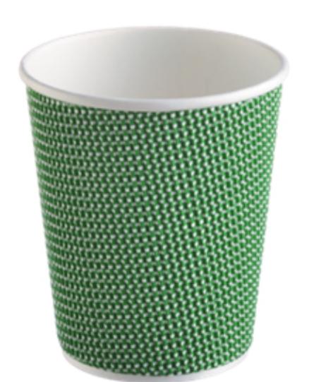 Бумажный гофрированный стакан 3D трехслойный зеленый 360 мл 90 мм