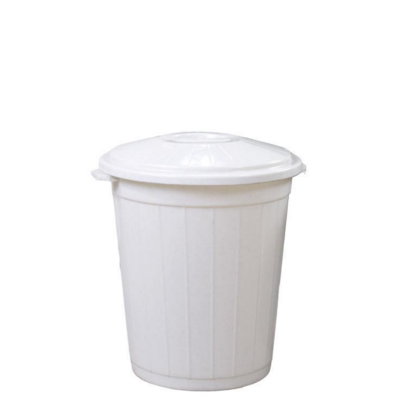 Бак для мусора с крышкой 45 л пластик белый мрамор