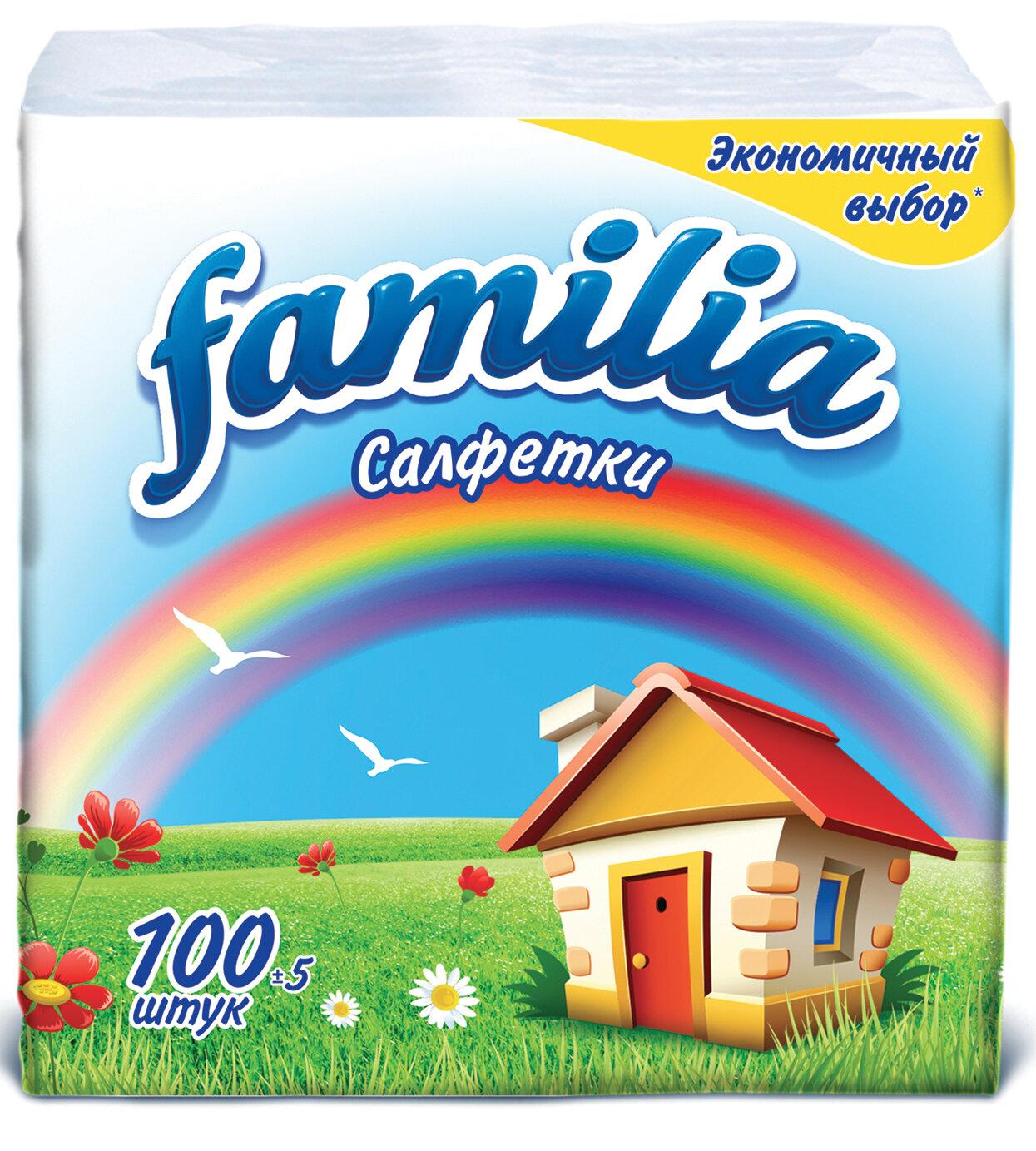 Бумажная салфетка FAMILIA 1 слой 100 листов белая 1-24