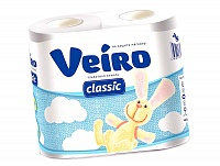 Туалетная бумага рулонная Linia Viero Classic 4 рул 2-слоя белая 1-12