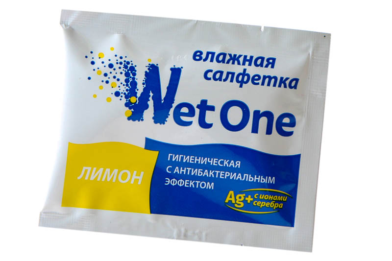 Салфетки влажные в индивидуальной упаковке Wet One лимон 250 шт*уп 1-1000