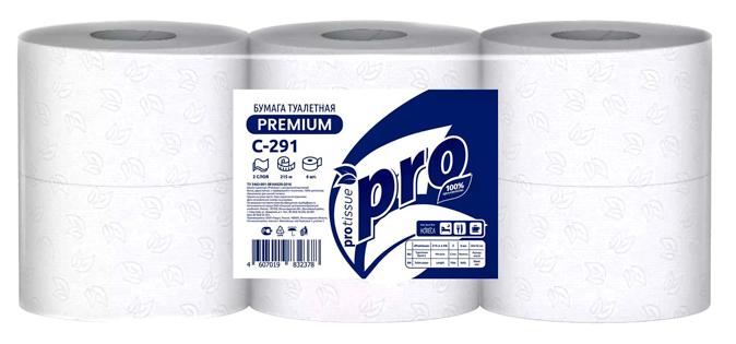 Туалетная бумага в рулоне PRO TISSUE 2 слоя белая (472242) 215 метров 1-6