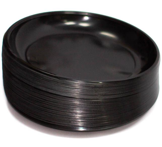 Тарелка одноразовая пластиковая d-220 мм черная без секций ИНТЕКО полипропилен 1-50-750