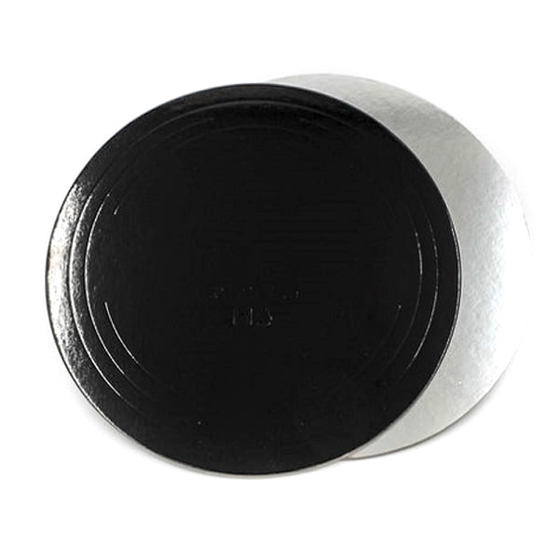 Картонная подложка под торт усиленная черн-серебро d-28 cм 1-10