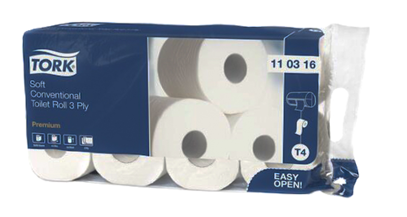 Туалетная бумага в рулонах Tork Premium 3-слоя белая ультрамягкая 120330 8 рул 1-12
