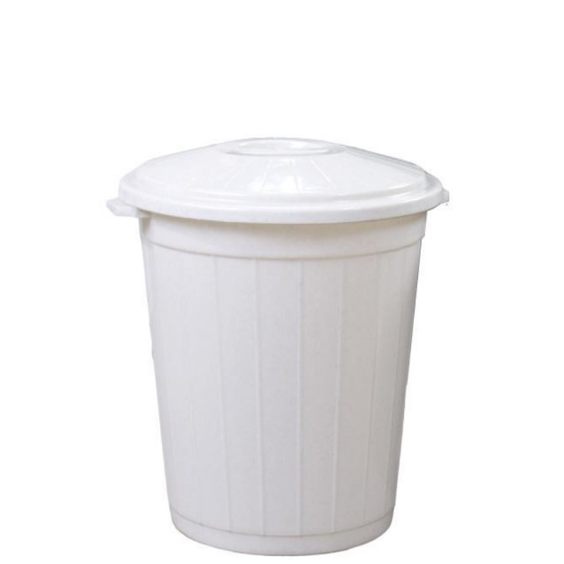 Бак для мусора с крышкой 65 литров пластик белый мрамор