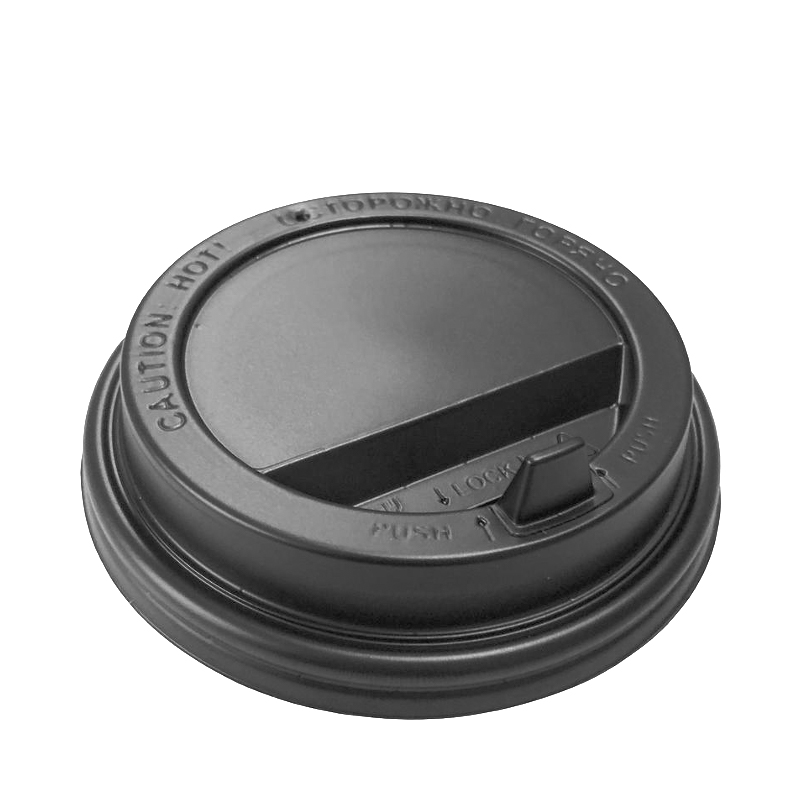 Крышка к бумажному стаканчику для кофе черная d-90 мм полистирол 1-2000
