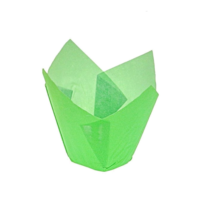 Бумажные формы для выпечки кексов Тюльпан d50мм h80мм 250шт зелёное яблоко