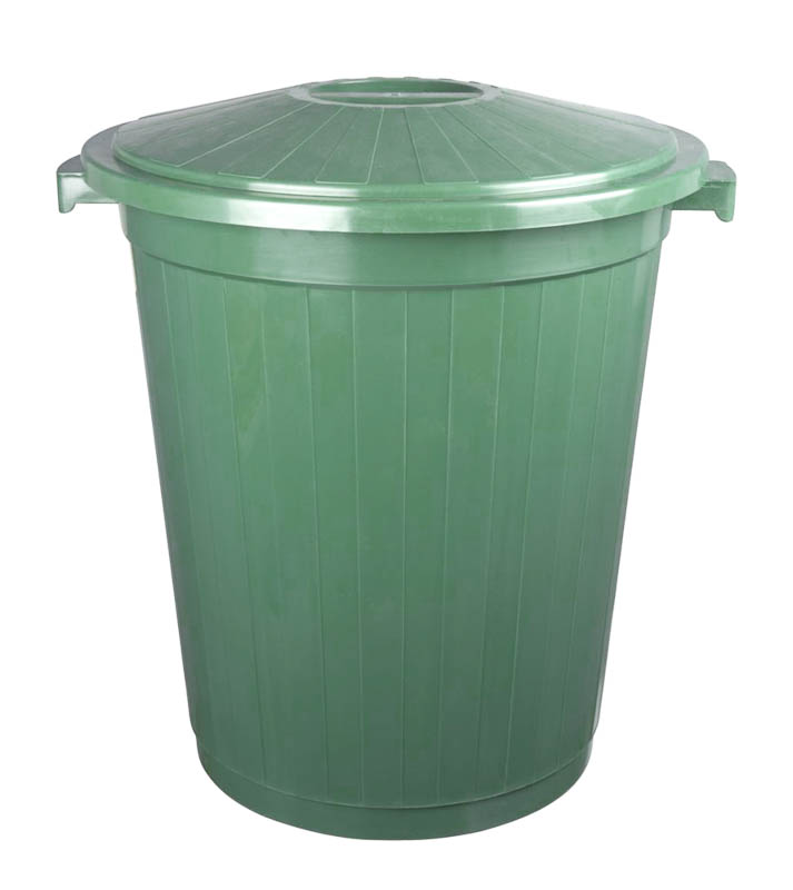 Бак для мусора с крышкой 65 л пластик темно-зеленый 1-1