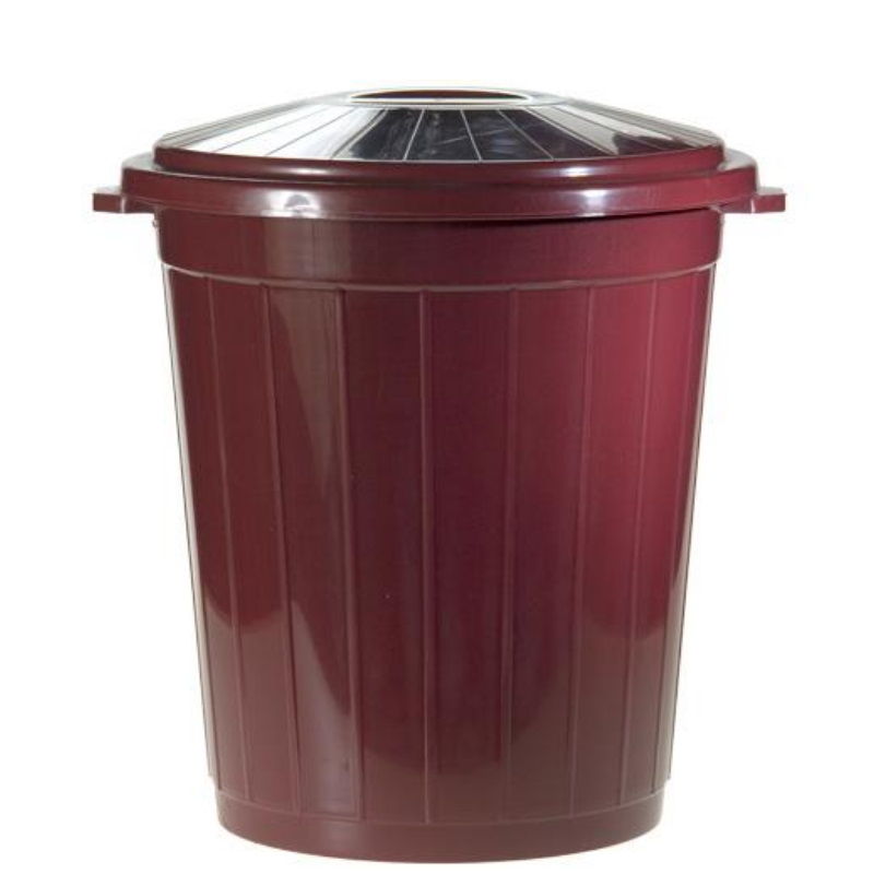 Бак для мусора с крышкой 105 литров пластик тёмно-бордовый