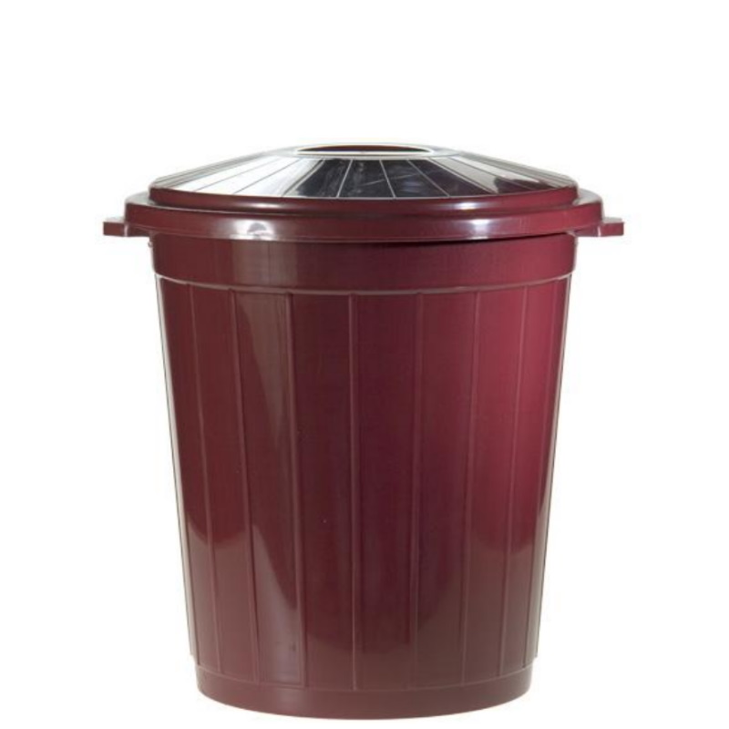 Бак для мусора с крышкой 65 литров пластик тёмно-бордовый