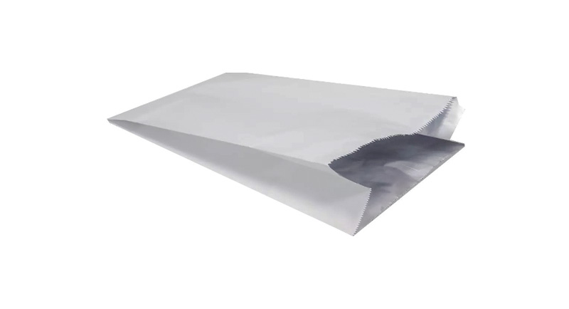 Пакет бумажный 200х50х330 мм белый плоское дно фольгирован 1-1000