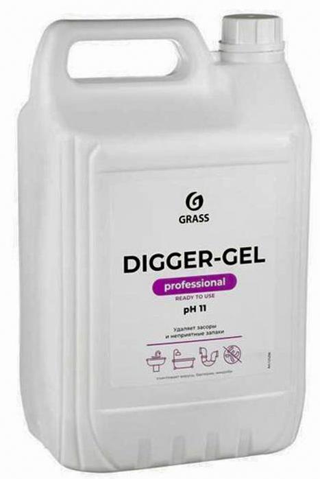Средство щелочное для прочистки канализационных труб "DIGGER-GEL" 125206 (канистра 5,3 кг)