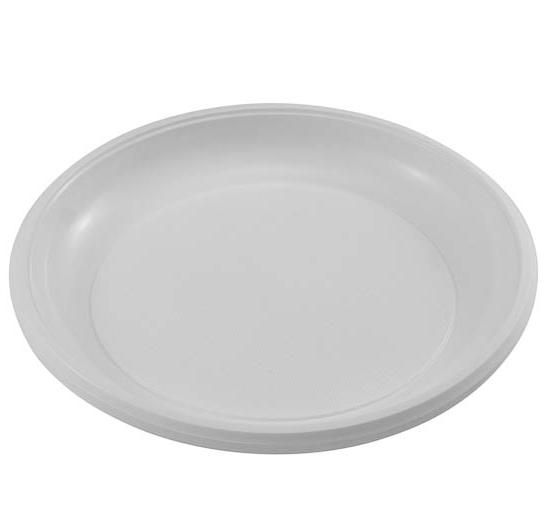 Тарелка одноразовая пластиковая d-220 мм белая без секций ИНТЕКО полипропилен 1-50-750