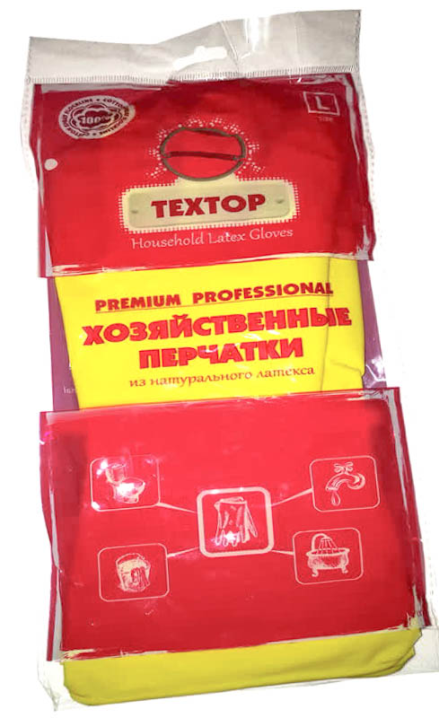Перчатки  резиновые L хозяйственные TEXTOP Home Comfort  1-240