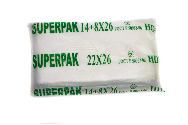 Пакет фасовочный ПНД Супер пак 22(14+8) х 26 см 1-15