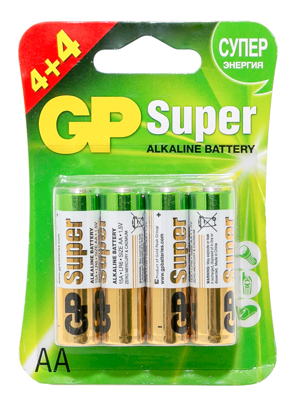 Батарейка GP Super АА 1,5V 4 шт 1-40