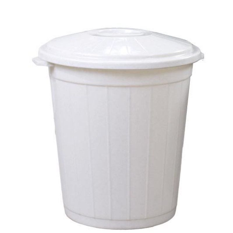 Бак для мусора с крышкой 105 литров пластик белый мрамор