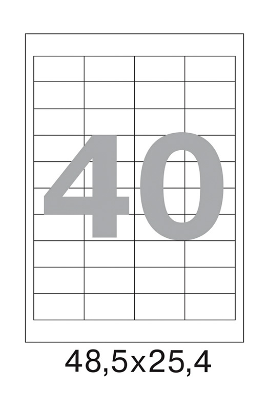 Самоклеющиеся этикетки MEGA LABEL 48,5x25,4 мм 40 шт на листе 1-10