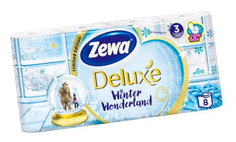 Туалетная бумага рулонная Zewa Deluxe 8 рул*уп 3-слоя белая 1-7