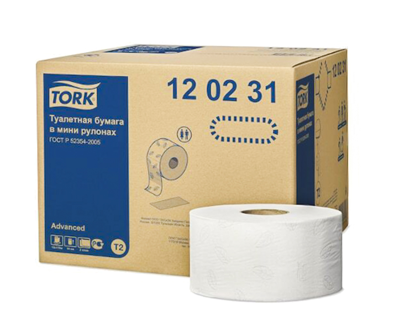 Туалетная бумага рулонная TORK Advanced 2-слоя белая 120231 170 м*рул 1-12