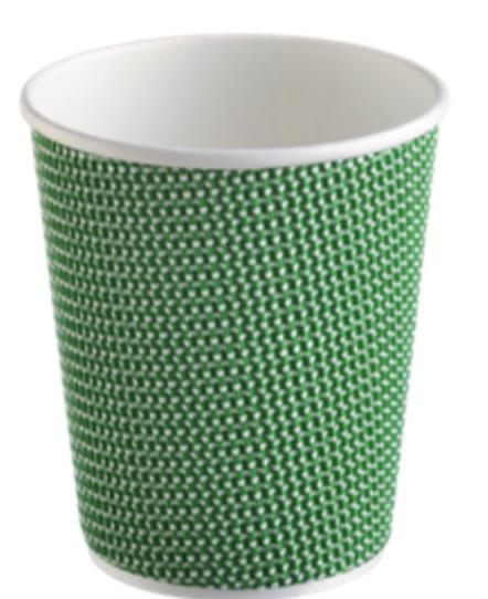 Бумажный гофрированный стакан 3D трехслойный зеленый 360 мл 90 мм